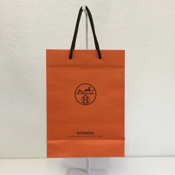Hermes Shopping Bag 11.25" x 8" x 3.25" Orange Paper Gift Bag Authentic - Picture 2 of 16